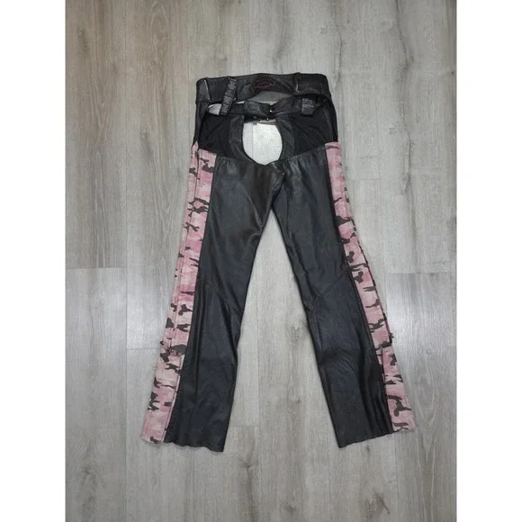 Harley Davidson Leather Chaps Womens Small Camo Riding Gear - Picture 8 of 14
